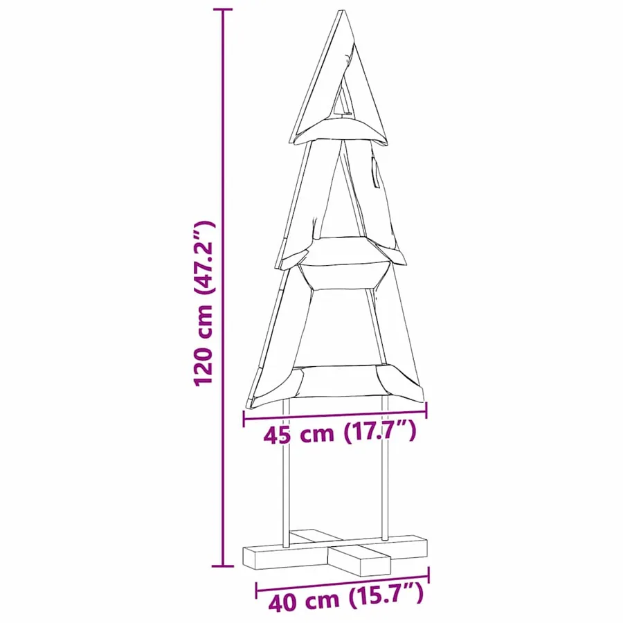 Sapin de Noël avec support Marron 120 cm Bois de teck solide - 11