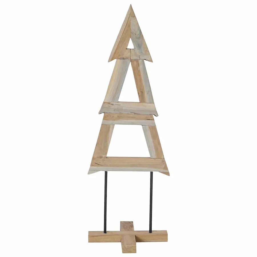 Sapin de Noël avec support Marron 120 cm Bois de teck solide - 6