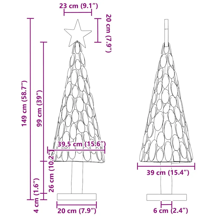 Sapin de Noël avec support Marron 149 cm Bois de teck solide - 11