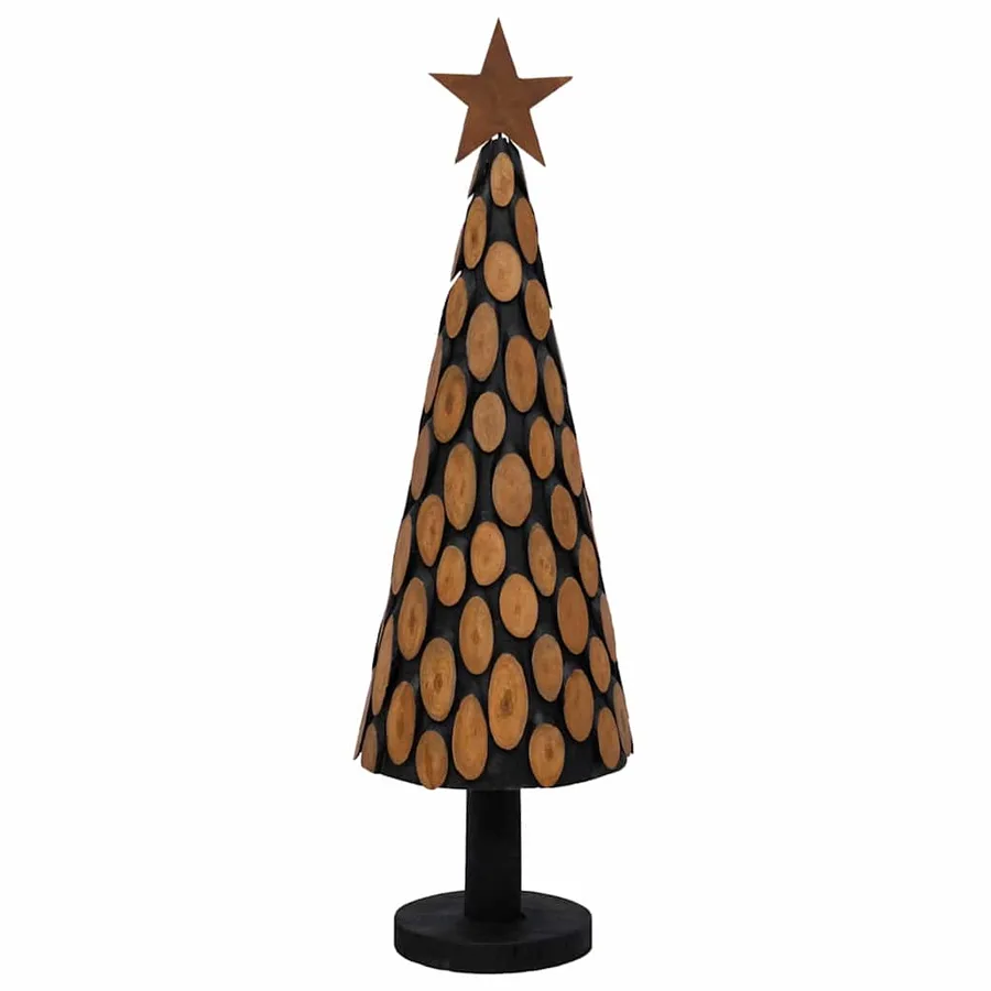 Sapin de Noël avec support Marron 149 cm Bois de teck solide - 4