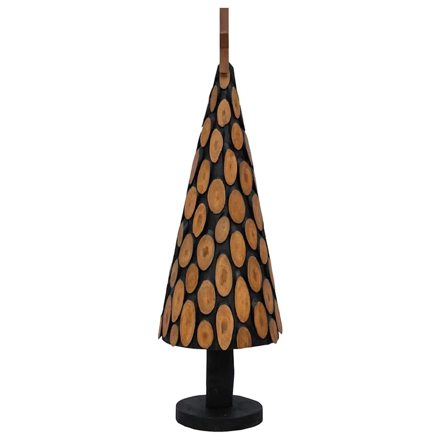 Sapin de Noël avec support Marron 149 cm Bois de teck solide - 5