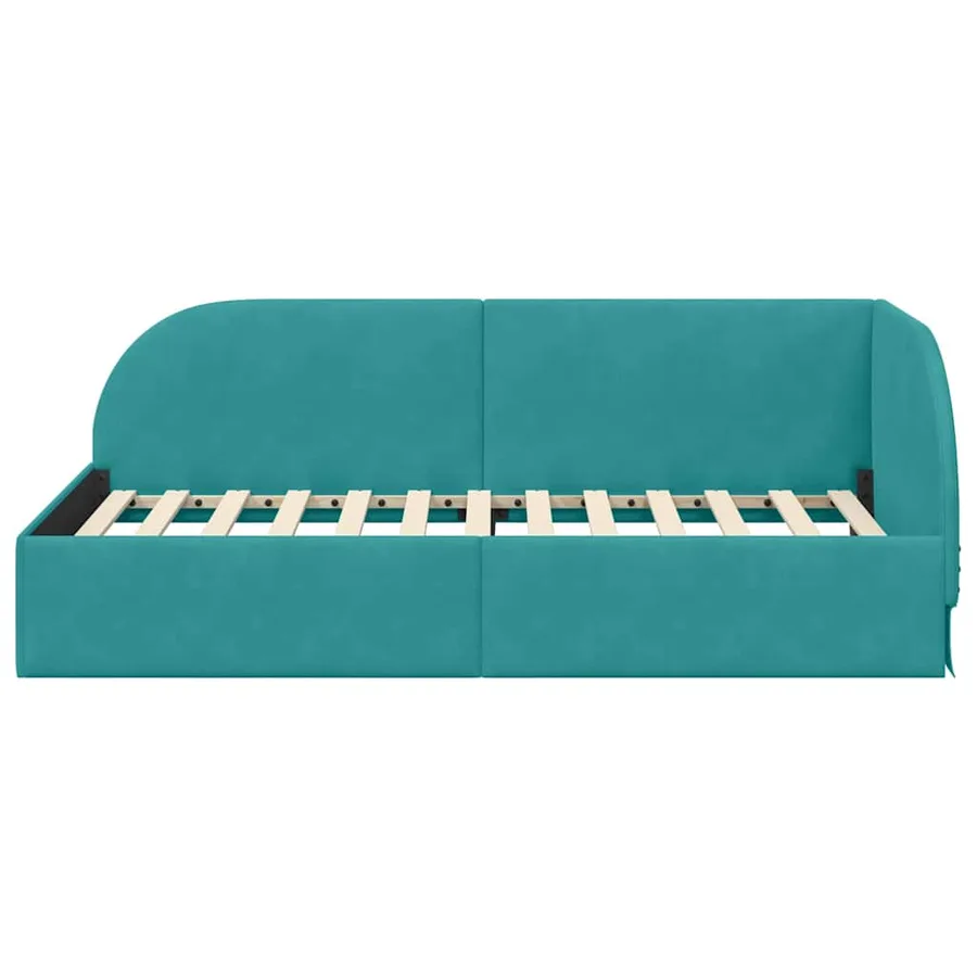 Cadre de lit d'angle Turquoise 90 cm x 190 cm Velours - 5