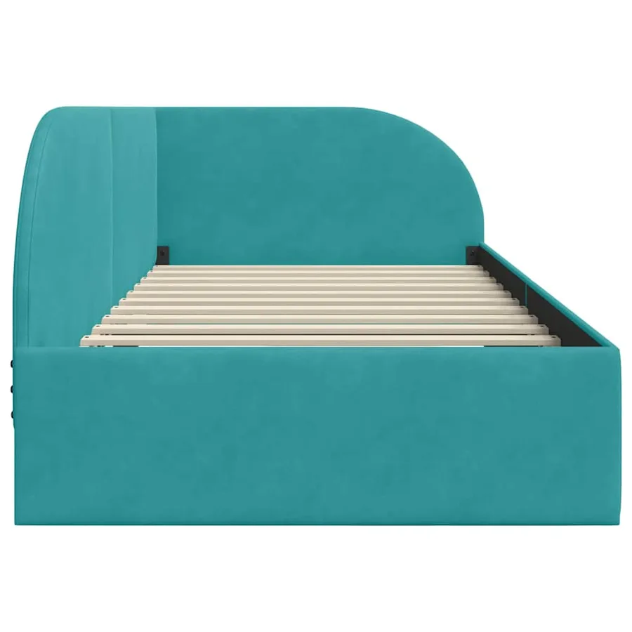 Cadre de lit d'angle Turquoise 90 cm x 190 cm Velours - 6