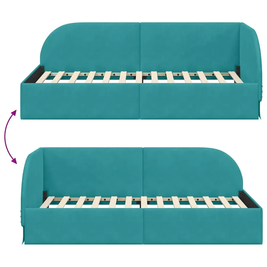 Cadre de lit d'angle Turquoise 90 cm x 190 cm Velours - 9