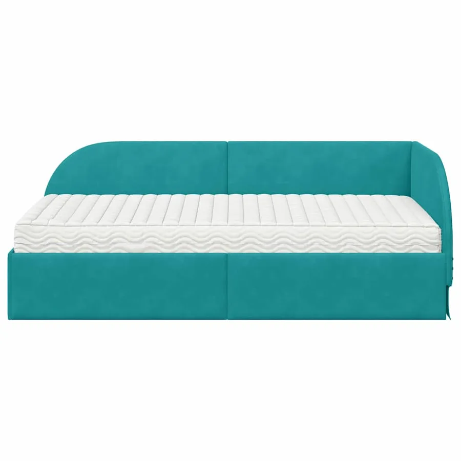 Cadre de lit d'angle avec matelas 2 pcs Turquoise Velours - 5
