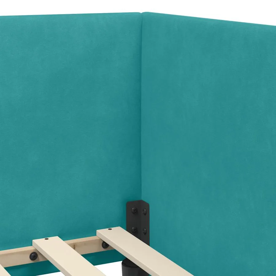 Cadre de lit d'angle avec matelas 2 pcs Turquoise Velours - 8