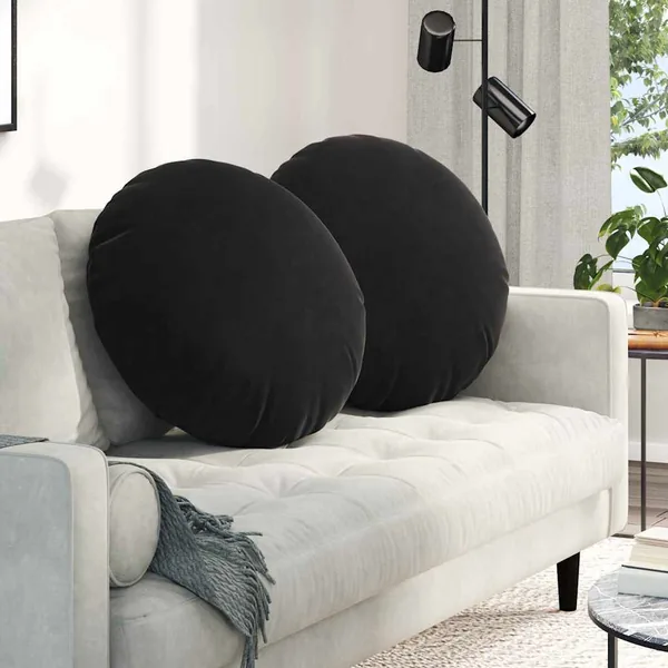 Coussins de siège 2 pcs Noir Ø60 x 21 cm Velours