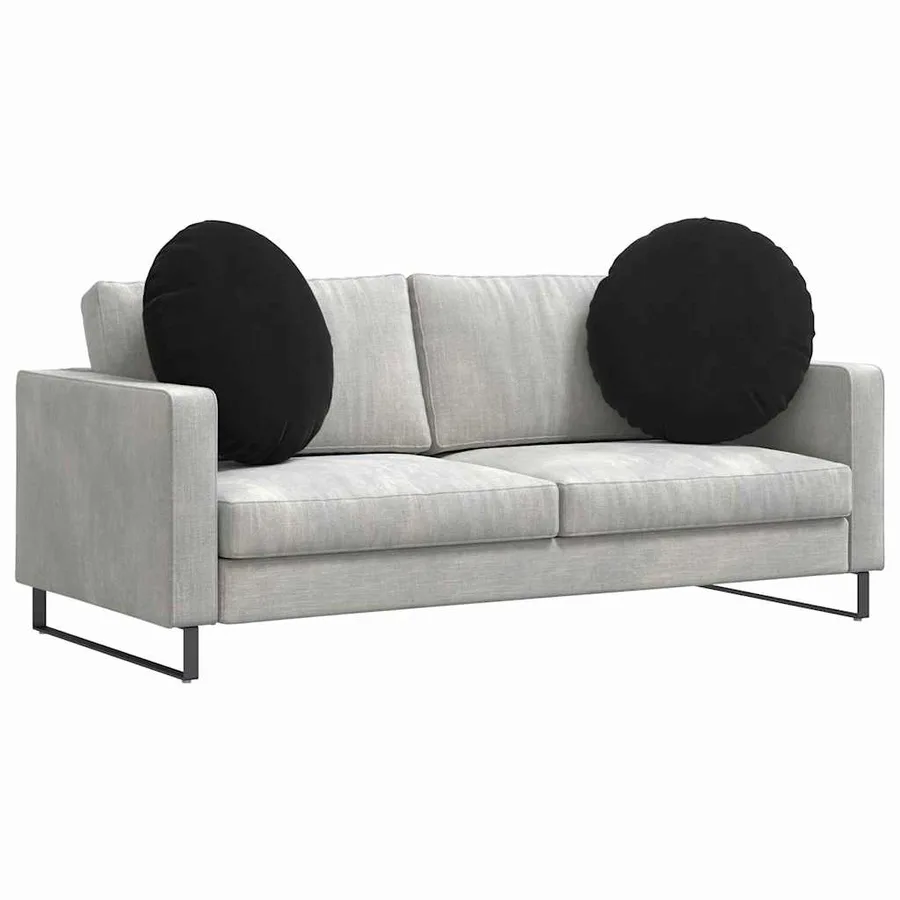 Coussins de siège 2 pcs Noir Ø60 x 21 cm Velours - 3