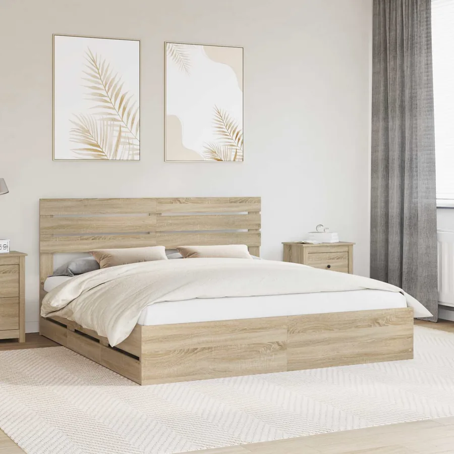 Cadre de lit Chêne Sonoma 200 x 200 cm Bois Ingénierie