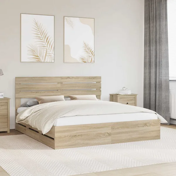 Cadre de lit Chêne Sonoma 200 x 200 cm Bois Ingénierie