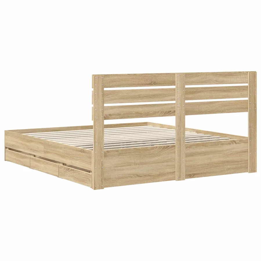 Cadre de lit Chêne Sonoma 200 x 200 cm Bois Ingénierie - 10