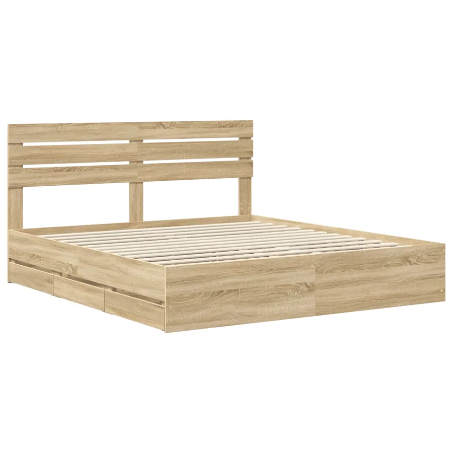 Cadre de lit Chêne Sonoma 200 x 200 cm Bois Ingénierie - 4
