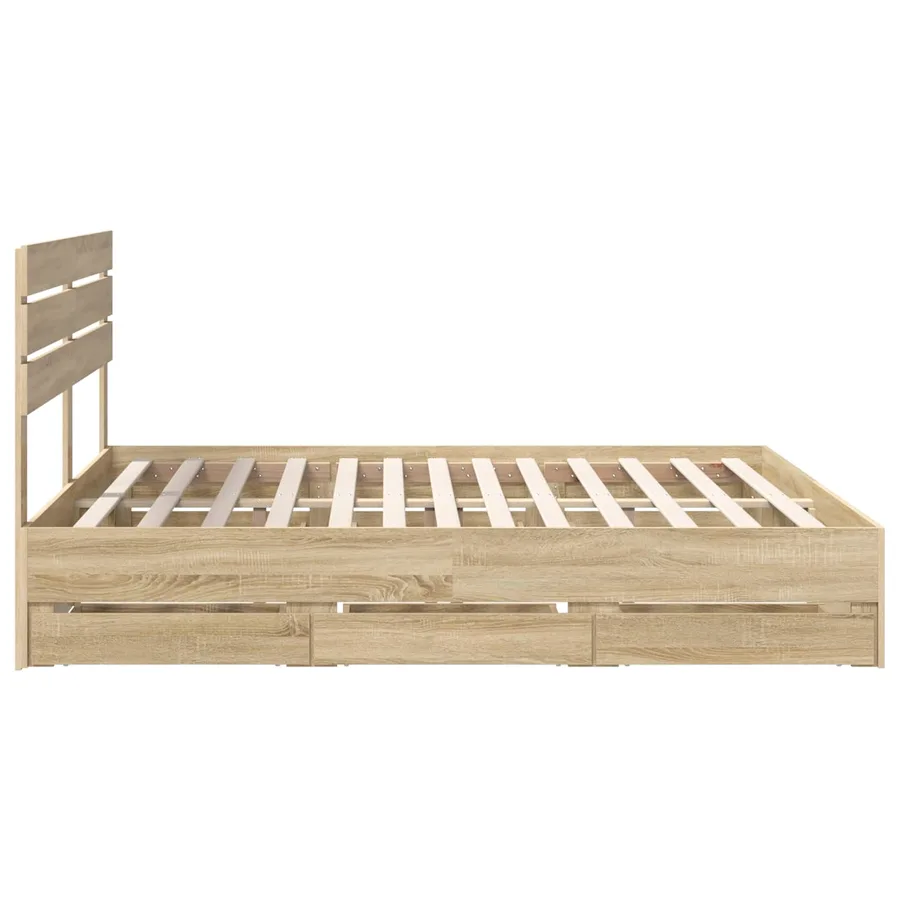 Cadre de lit Chêne Sonoma 200 x 200 cm Bois Ingénierie - 9