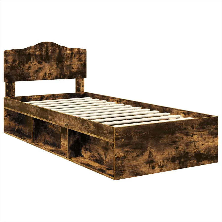 Cadre de lit Chêne fumé 100 x 200 cm Bois de pin massif - 4