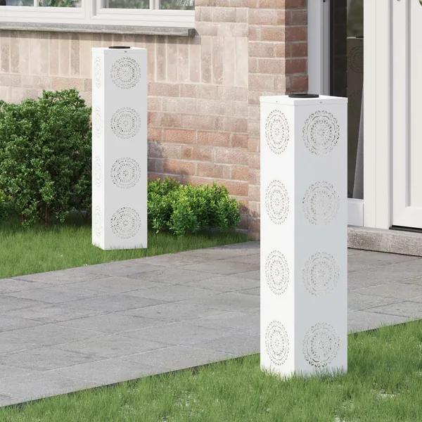 Lumière de chemin LED solaire 2 pcs Blanc chaud 18 x 18 x 80 cm