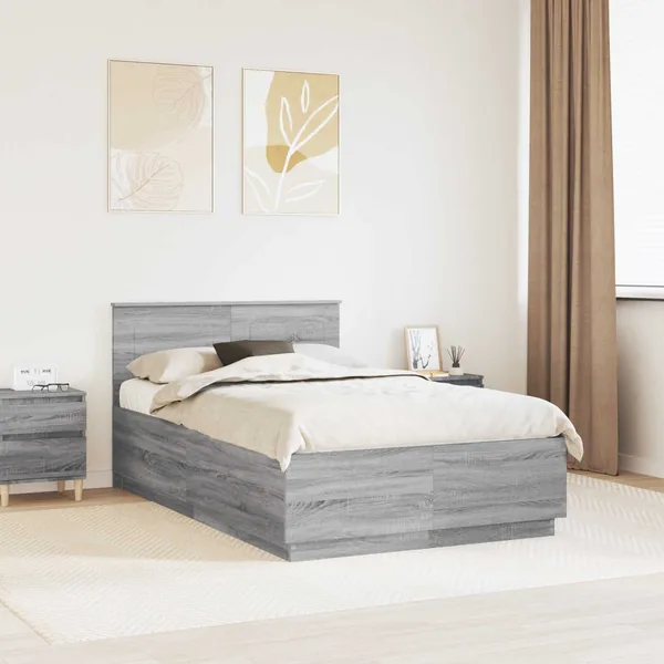 Cadre de lit Sonoma gris 135 x 190 cm Bois d'ingénierie