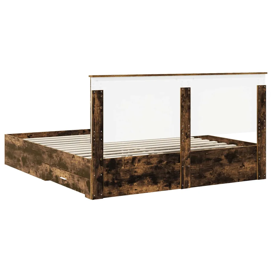 Cadre de lit Chêne fumé 200 x 200 cm Bois d'ingénierie - 10