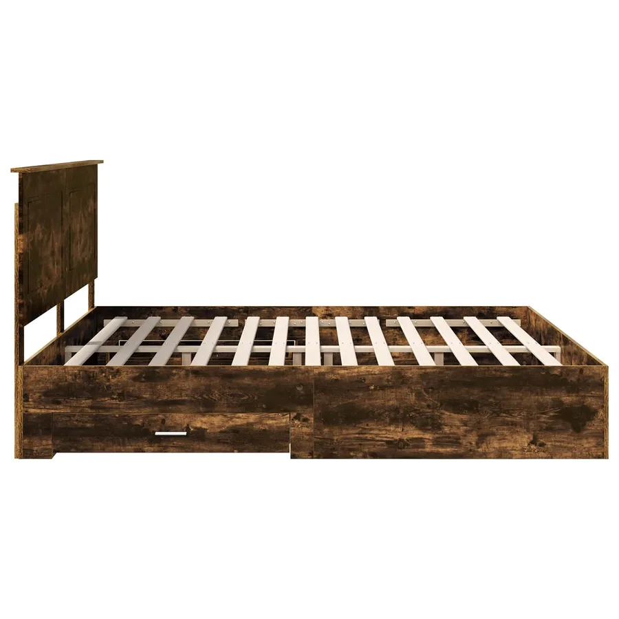Cadre de lit Chêne fumé 200 x 200 cm Bois d'ingénierie - 9