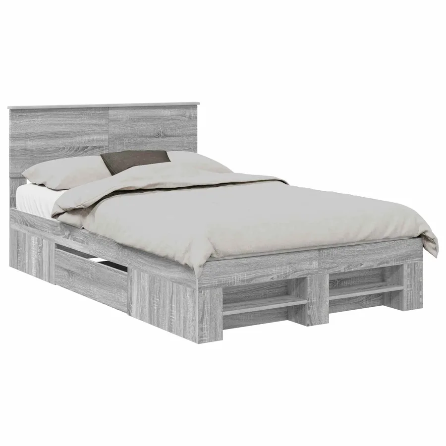 Cadre de lit Gris Sonoma 137 x 203 cm Bois d'ingénierie - 2
