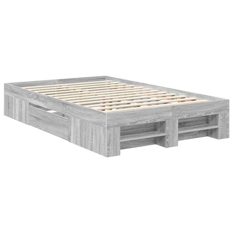 Cadre de lit Gris Sonoma 137 x 203 cm Bois d'ingénierie - 6