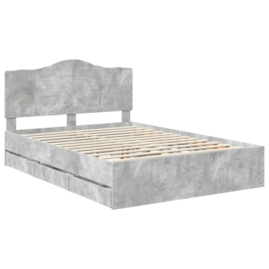 Cadre de lit Gris béton 160 x 200 cm Bois Ingénierie - 4
