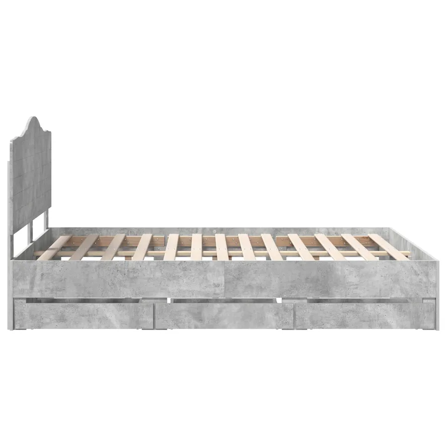 Cadre de lit Gris béton 160 x 200 cm Bois Ingénierie - 9