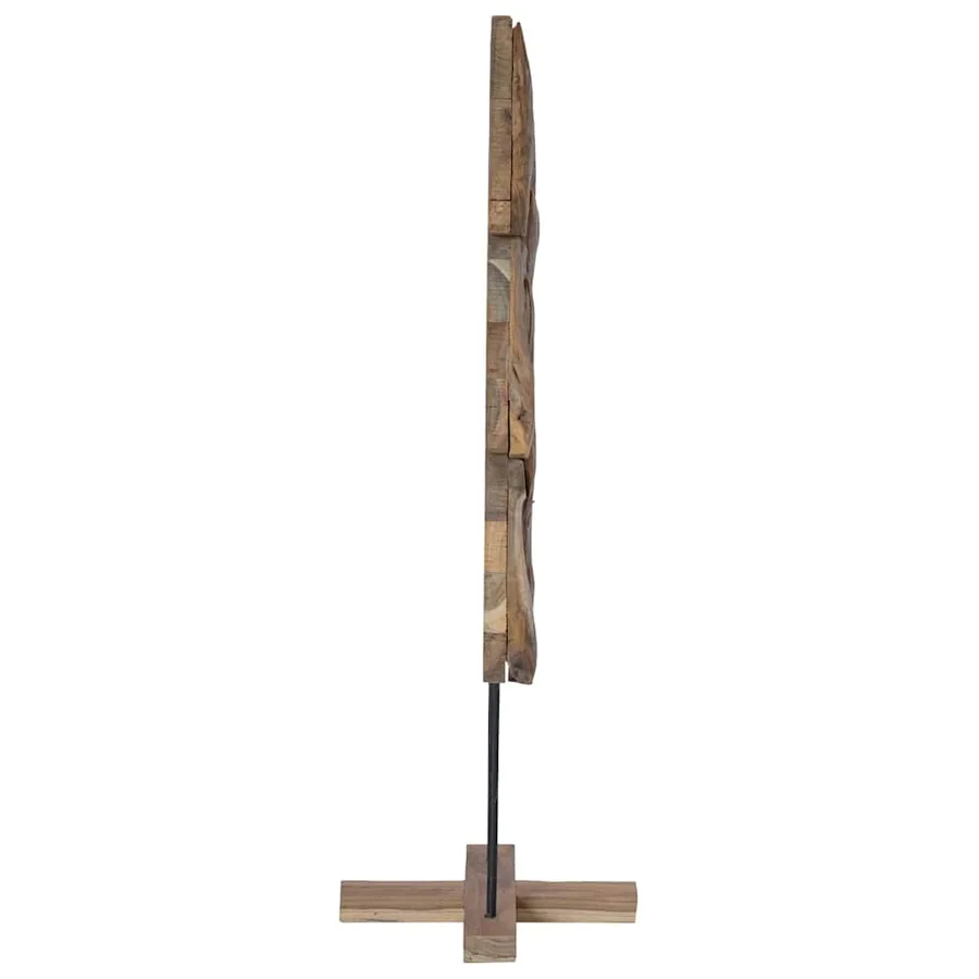 Sapin de Noël avec support Marron 121 cm Bois de teck solide - 4