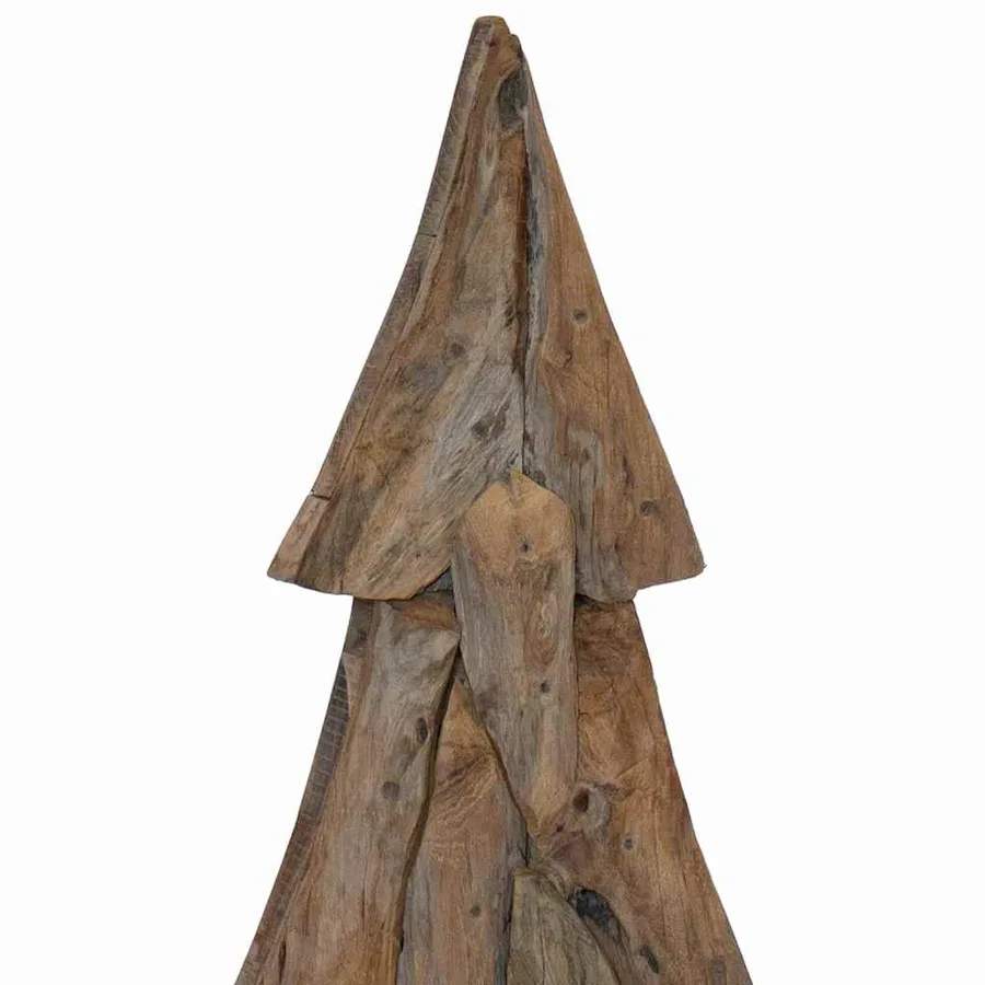 Sapin de Noël avec support Marron 121 cm Bois de teck solide - 6