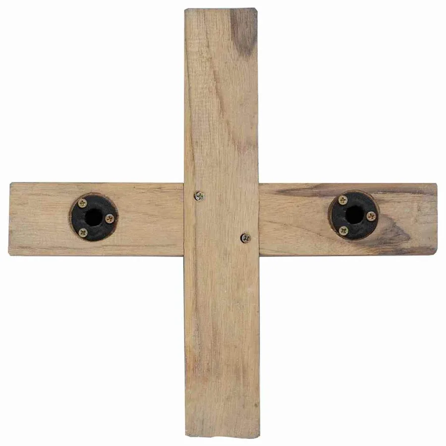 Sapin de Noël avec support Marron 121 cm Bois de teck solide - 9