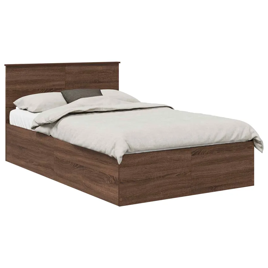 Cadre de lit Chêne brun 135 x 190 cm Bois d'ingénierie - 2