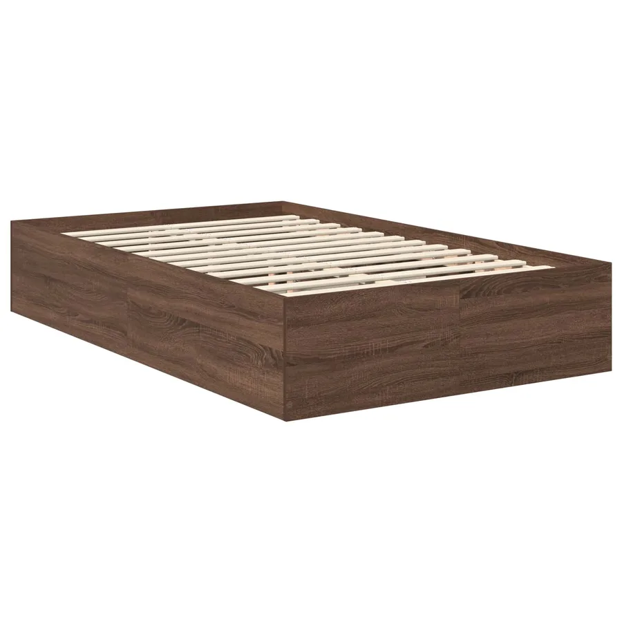 Cadre de lit Chêne brun 135 x 190 cm Bois d'ingénierie - 5