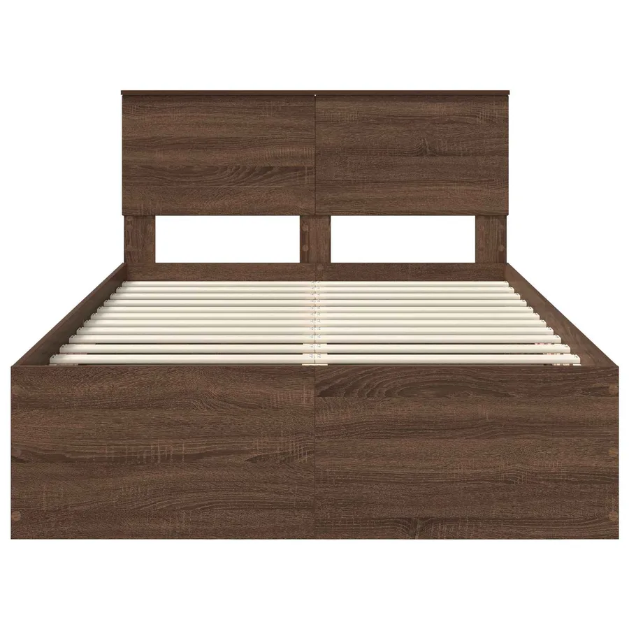 Cadre de lit Chêne brun 135 x 190 cm Bois d'ingénierie - 7