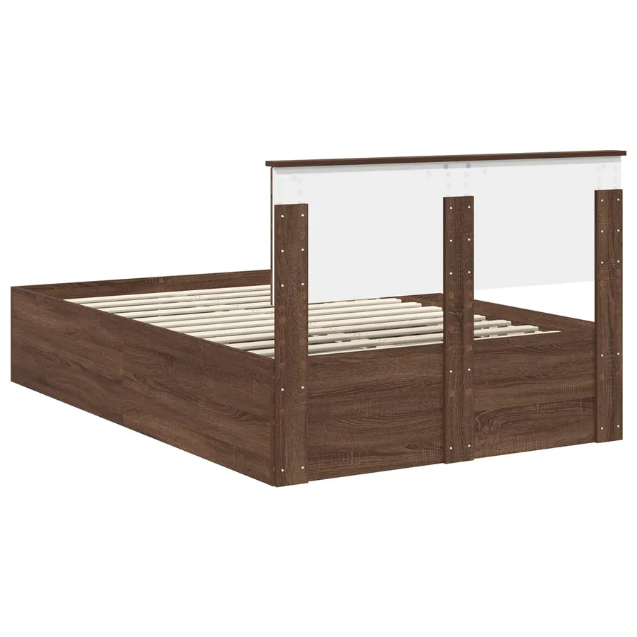 Cadre de lit Chêne brun 135 x 190 cm Bois d'ingénierie - 9