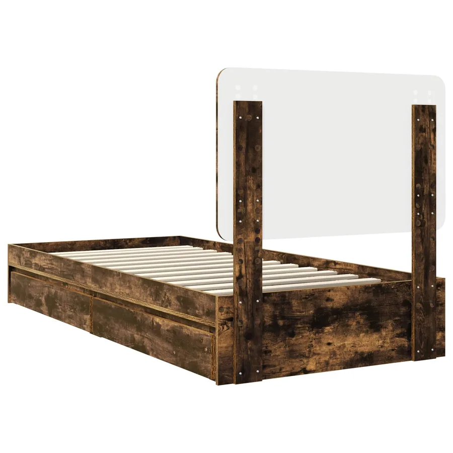 Lit de Rangement Chêne fumé 75 x 190 cm Bois d'ingénierie - 10