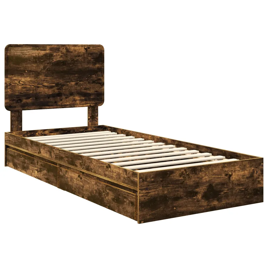 Lit de Rangement Chêne fumé 75 x 190 cm Bois d'ingénierie - 4