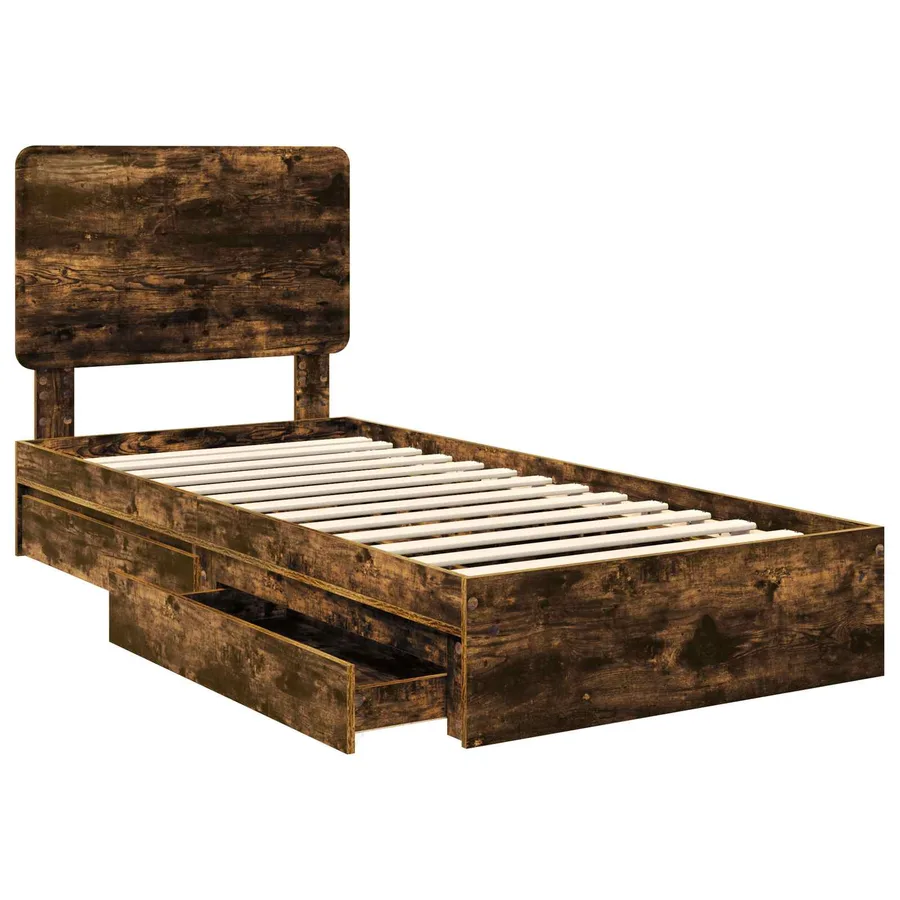 Lit de Rangement Chêne fumé 75 x 190 cm Bois d'ingénierie - 5