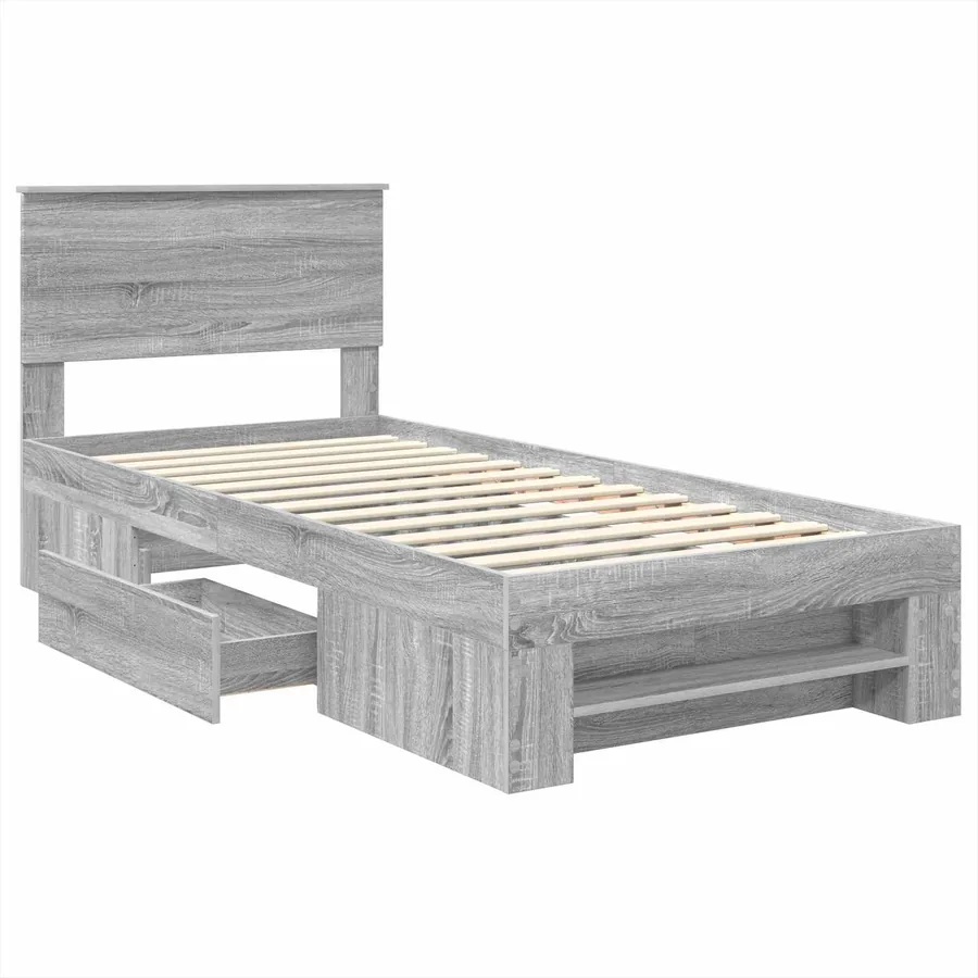 Cadre de lit Gris Sonoma 100 x 200 m Bois d'ingénierie - 5