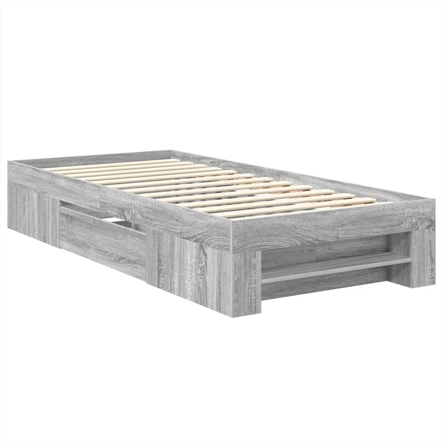 Cadre de lit Gris Sonoma 100 x 200 m Bois d'ingénierie - 6