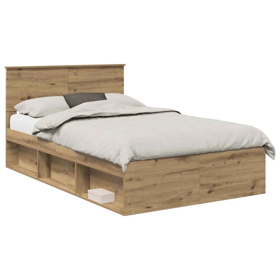 Cadre de lit Chêne artisan 135 x 190 cm Bois d'ingénierie - 2