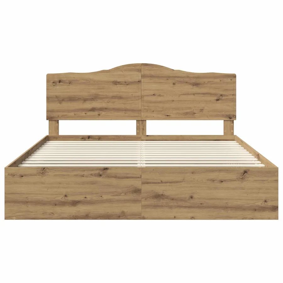 Cadre de lit Chêne artisan 200 x 200 cm Pin massif - 7