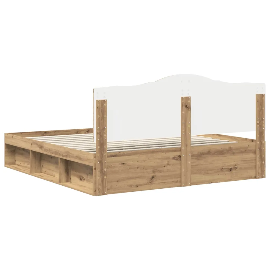 Cadre de lit Chêne artisan 200 x 200 cm Pin massif - 9