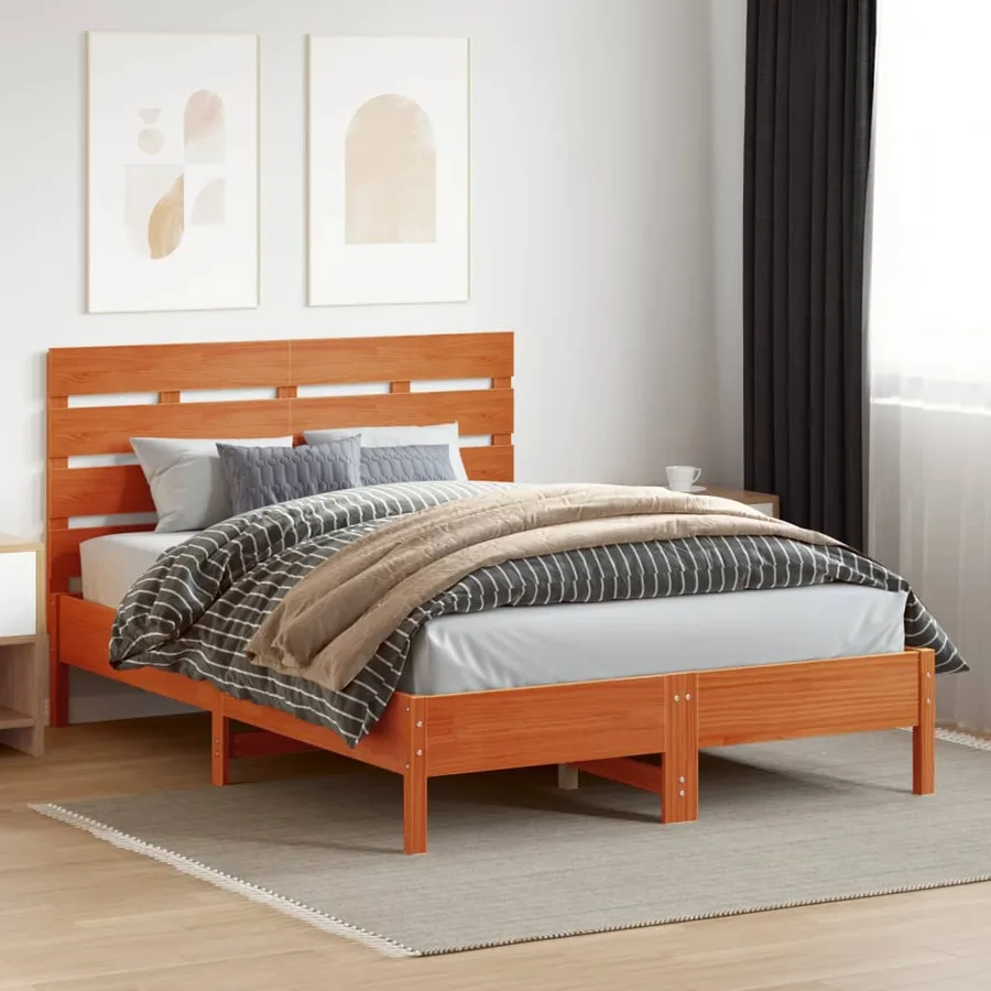 Tête de lit cire marron 150 cm bois massif de pin - 3