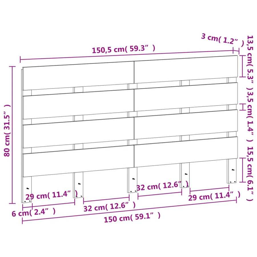Tête de lit cire marron 150 cm bois massif de pin - 9