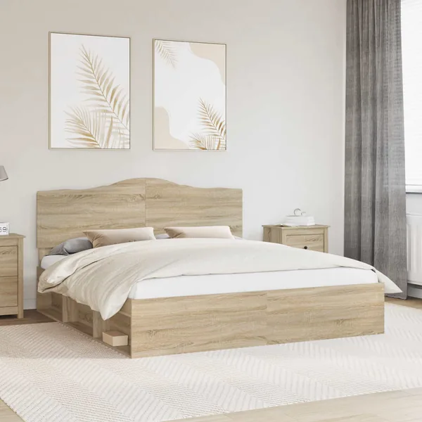Cadre de lit avec tête de lit Sonoma 200 x 200 cm Pin massif