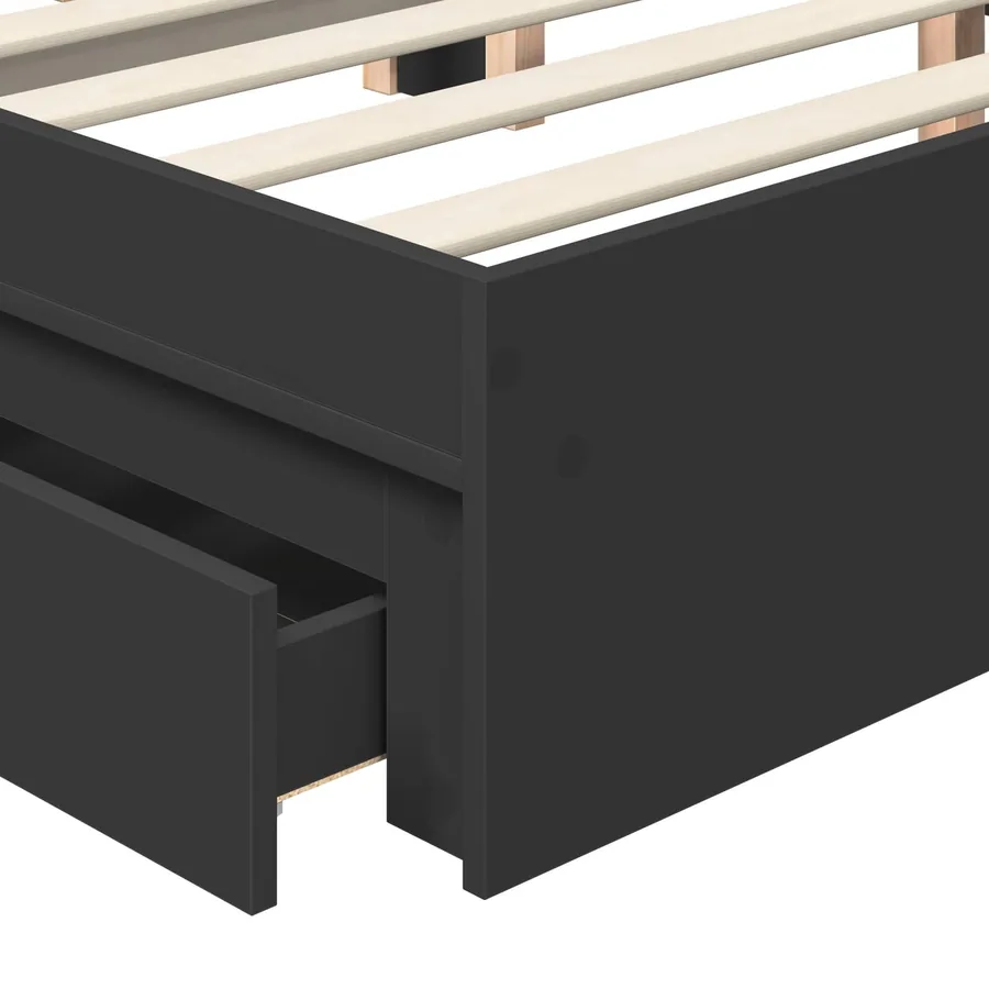 Lit de Rangement Noir 200 x 200 cm Bois d'ingénierie - 11
