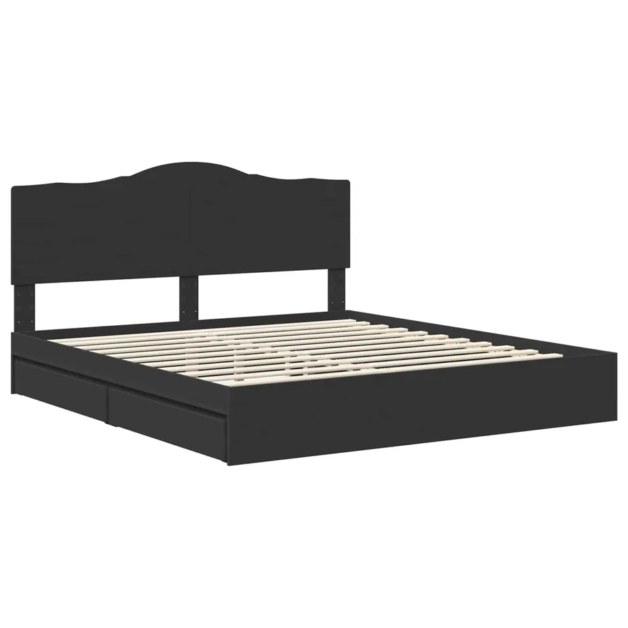 Lit de Rangement Noir 200 x 200 cm Bois d'ingénierie - 4