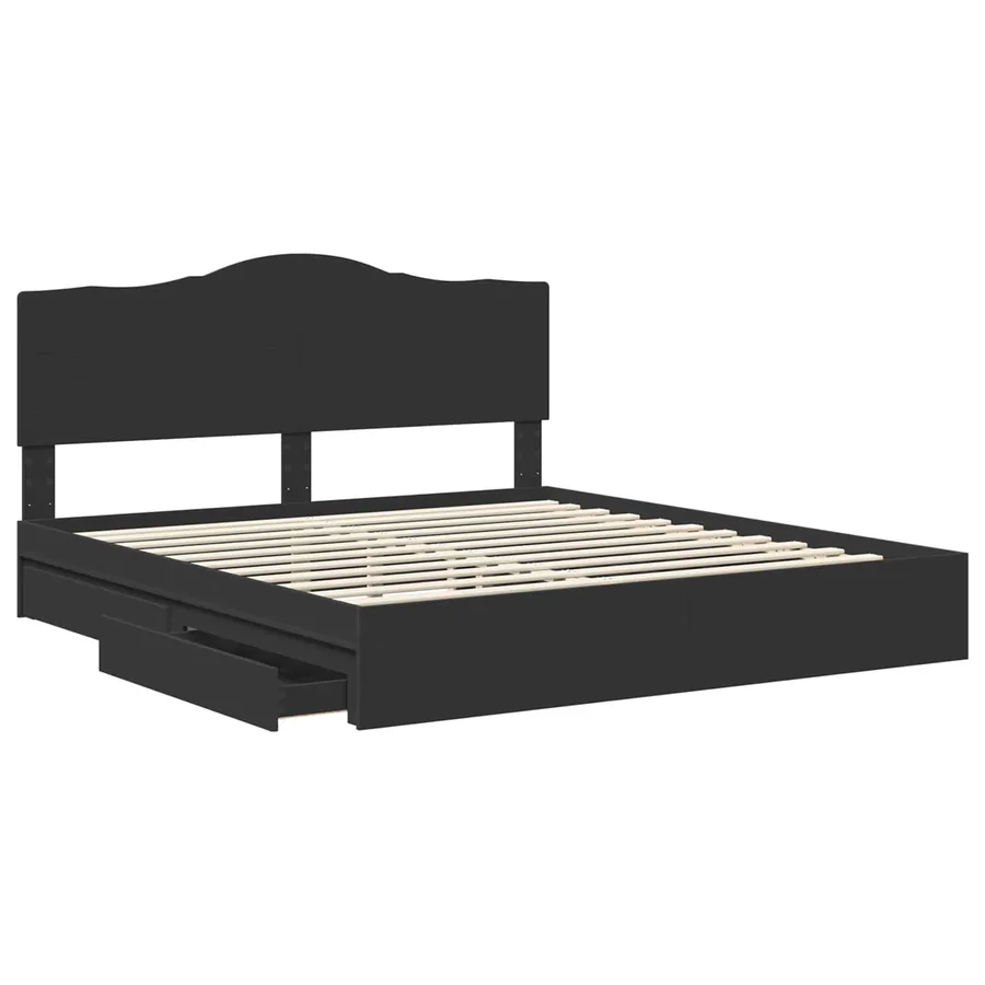 Lit de Rangement Noir 200 x 200 cm Bois d'ingénierie - 5