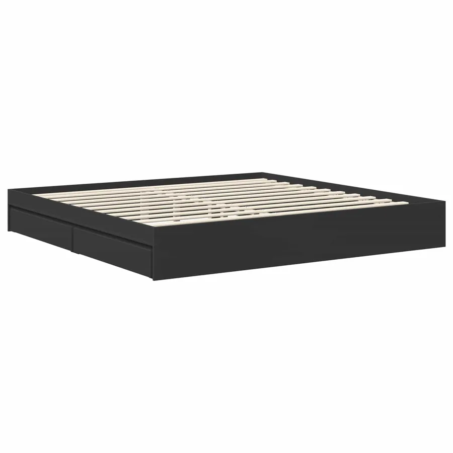 Lit de Rangement Noir 200 x 200 cm Bois d'ingénierie - 6