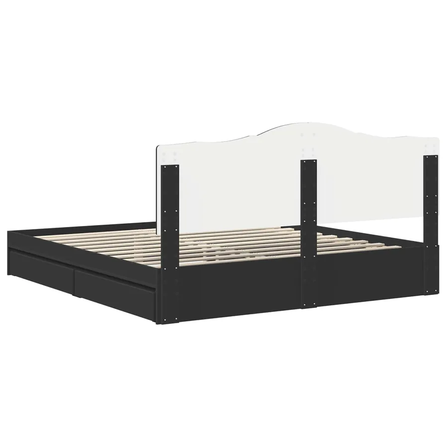 Lit de Rangement Noir 200 x 200 cm Bois d'ingénierie - 8