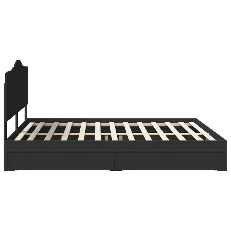 Lit de Rangement Noir 200 x 200 cm Bois d'ingénierie - 9